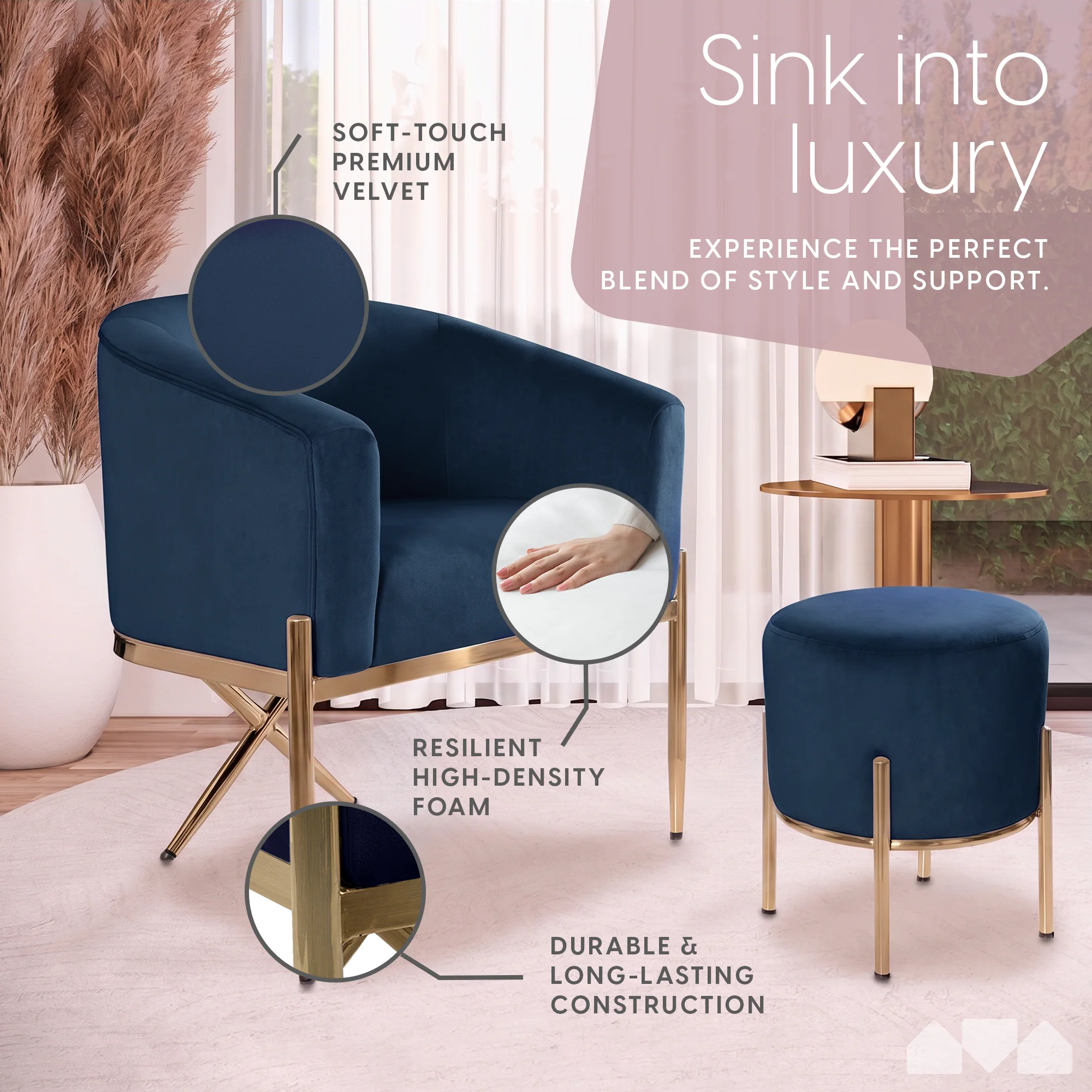 Arm Chair and Accent Ottoman Set - Image 18