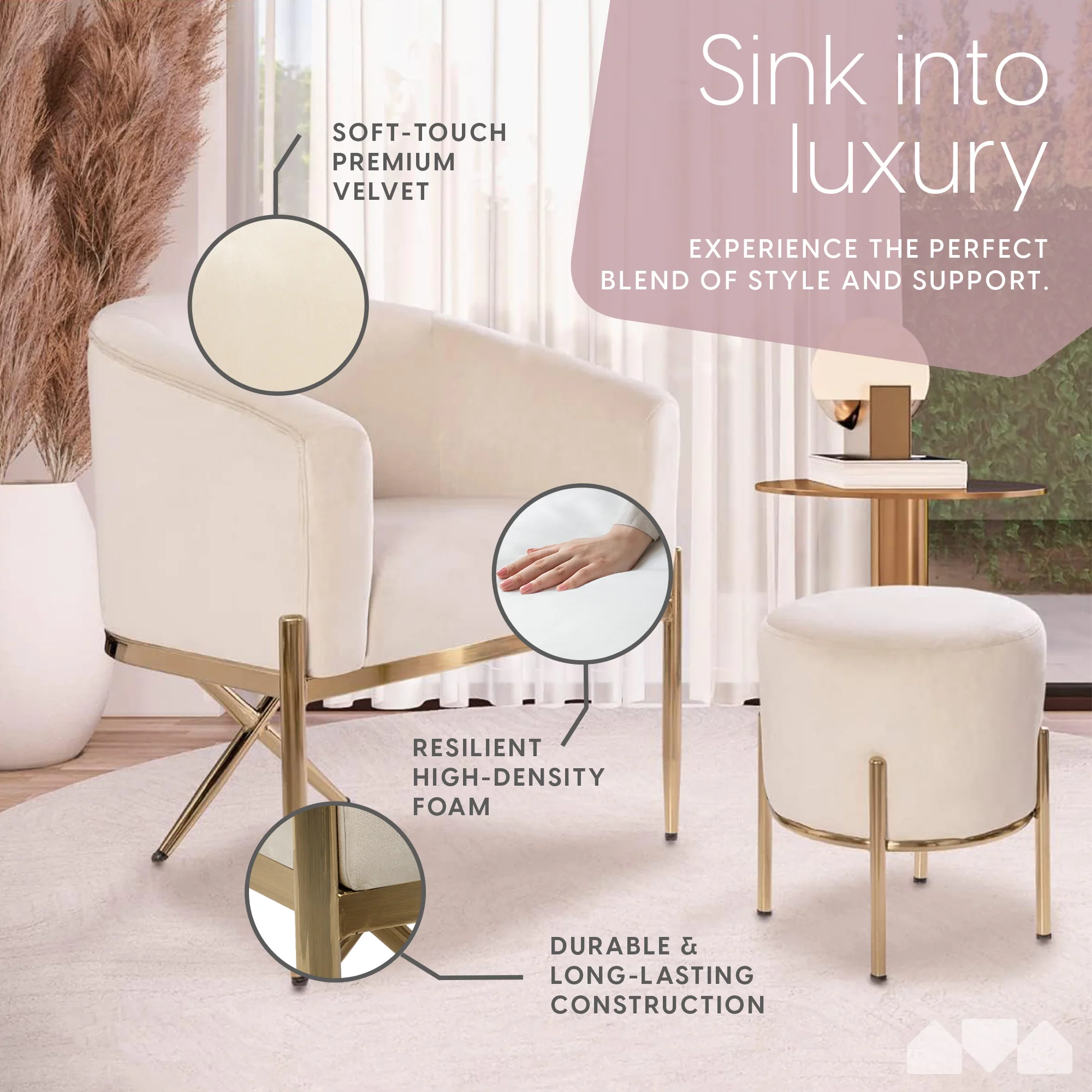 Arm Chair and Accent Ottoman Set - Image 2