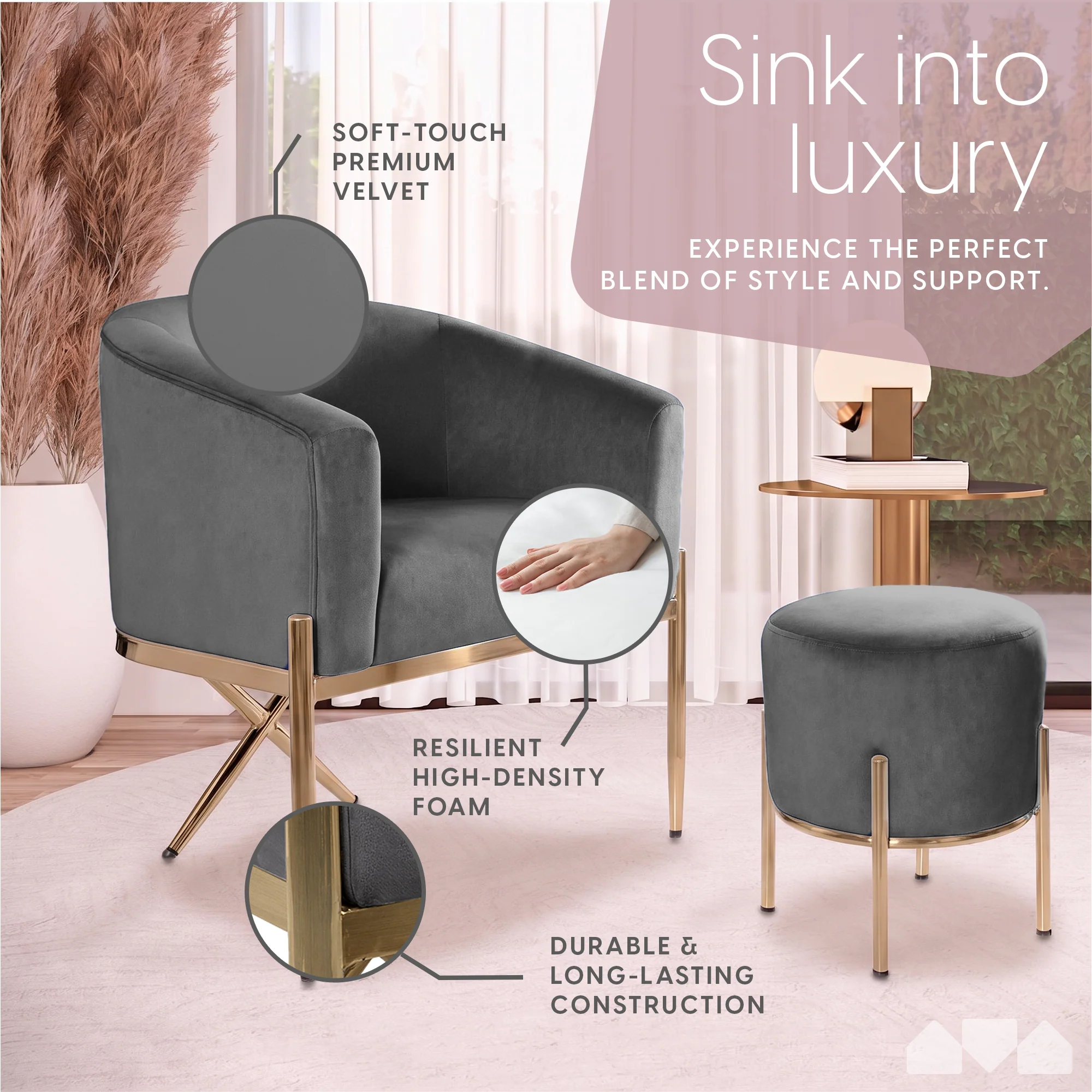 Arm Chair and Accent Ottoman Set - Image 26