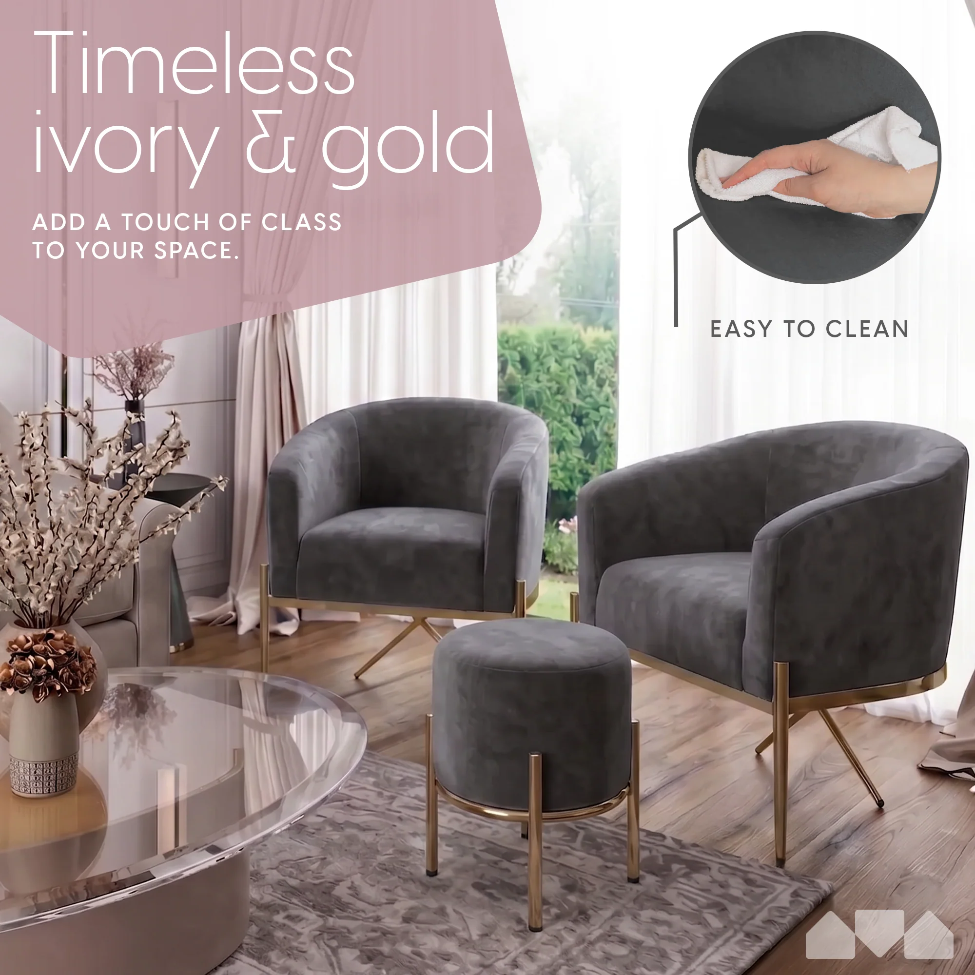 Arm Chair and Accent Ottoman Set - Image 31