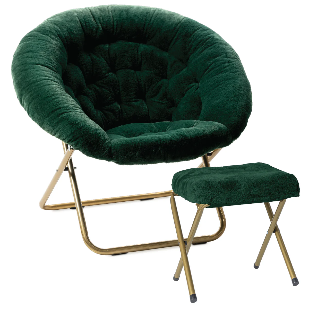 Cozy Faux Fur Saucer Chair X-Large with Footrest - Image 43