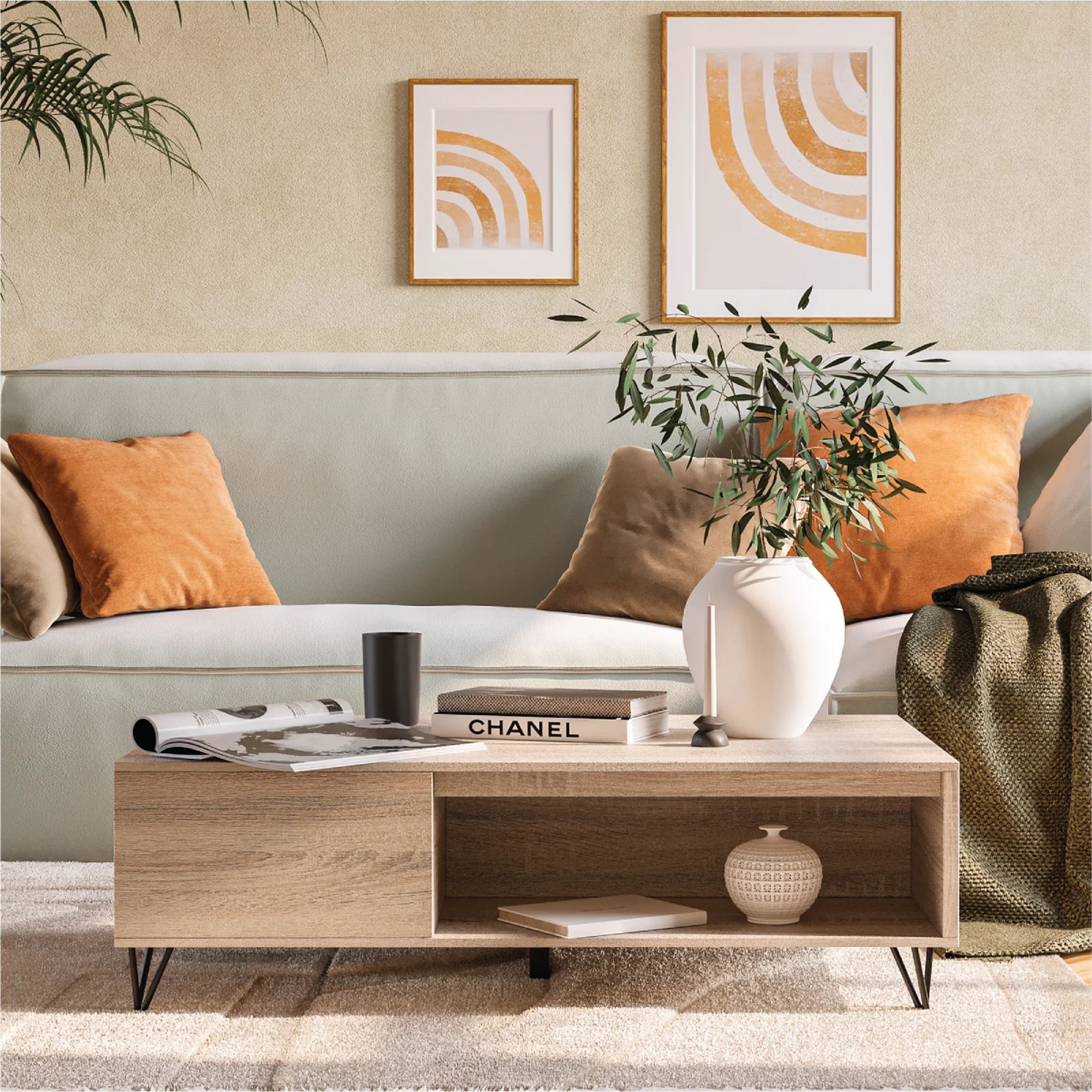 Milliard Modern Farmhouse Coffee Table with Storage, Grey - Image 2