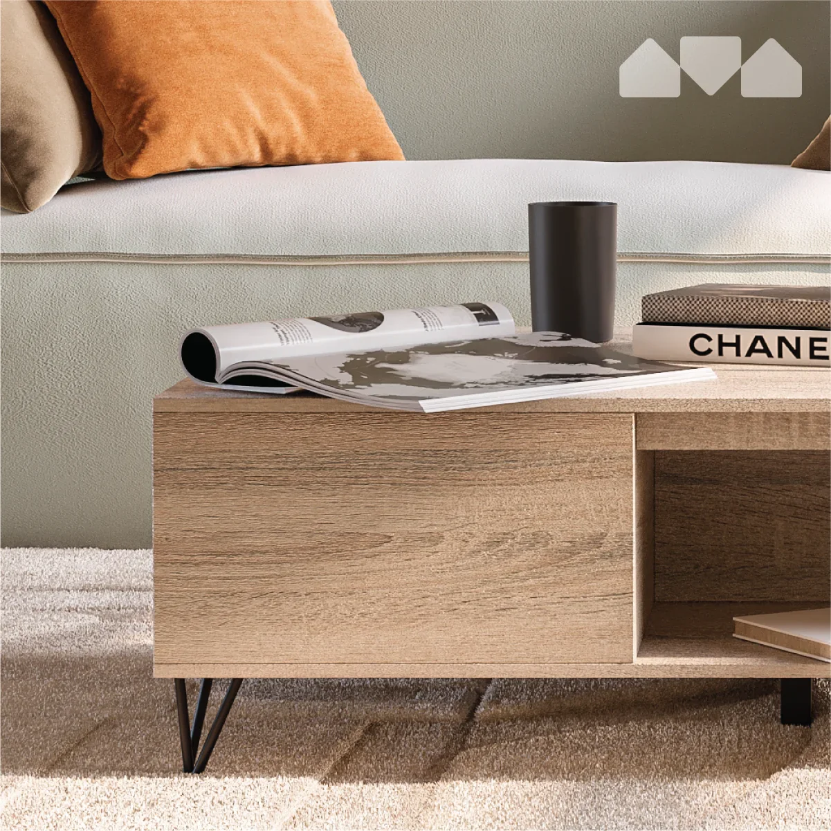 Milliard Modern Farmhouse Coffee Table with Storage, Grey - Image 3