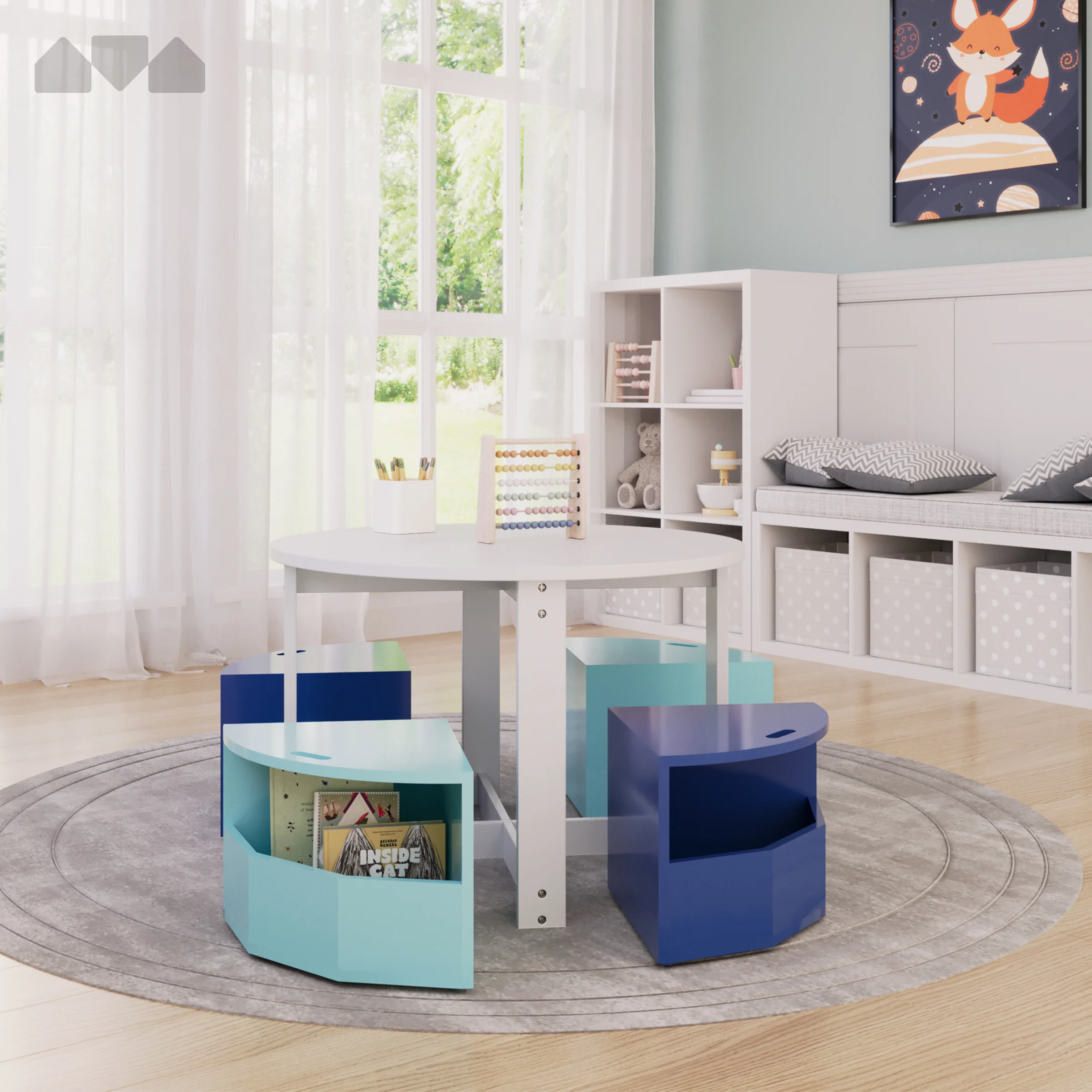 Milliard Kids Nesting Play Table and Chair Set with Storage - Image 4