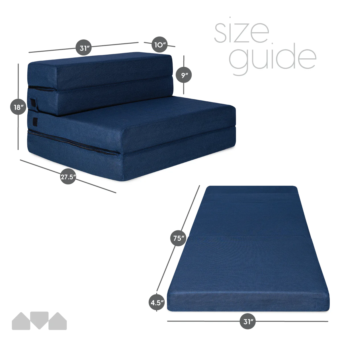 Tri-fold Foam Sofa Bed Mattress - Image 9