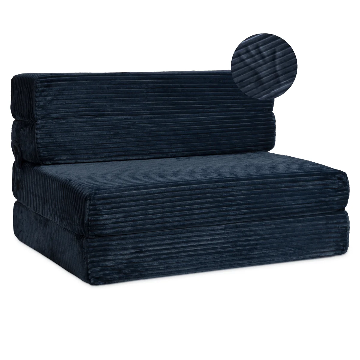 Tri-fold Foam Sofa Bed Mattress with Ribbed Fur Cover-Twin Size - Image 18